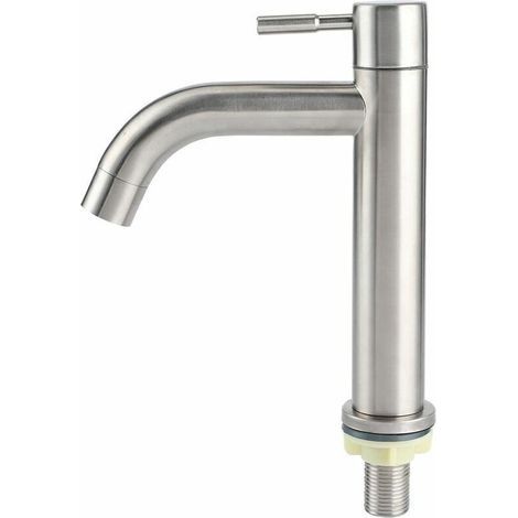 Robinet simple de lavabo en acier inoxydable 304 – Finition brossée – Technologie d'étanchéité en céramique – Grand bassin monotrou (1/4)