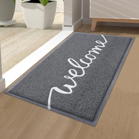 Paillasson extérieur et intérieur Antidérapant Lavable pour Porte d'entrée entrée et Jardin 40 x 60 cm Gris (1/5)