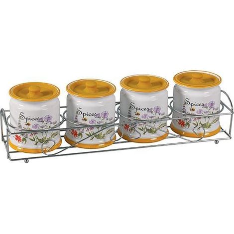 Ensemble pots à épices maestro blanc céramique cinq pièces