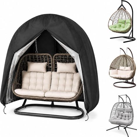 Housse de protection pour fauteuil suspendu pour 2 personnes, 200 x 230 cm, imperméable, en tissu Oxford 210D, avec fermeture éclair, cordon de serrage (1/5)