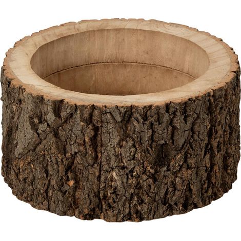Cache-Pot Tronc en Bois "Marius" 17cm Naturel (1/3)