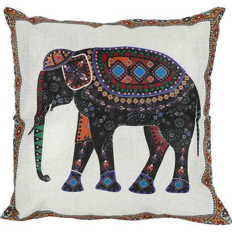 Indian tricoté Elephant coton lin Throw oreiller étui Cushion housse décoration (1/5)