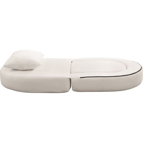 Poltrona letto pieghevole e convertibile beige in ciniglia con cuscino (1/5)