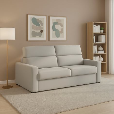 Fester 2-Sitzer-Sofa, abziehbar, wasserabweisend, Made in Italy, waschbar, 200x95x100h cm Hellgrau (1/4)