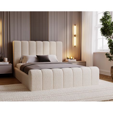 Emporius – Lit coffre 160x200 cm avec rangement – Tissu bouclé épais – Cadre en bois – Mousse extra épaisse dans la tête de lit (1/5)
