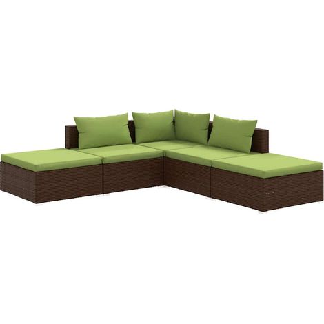 Maison Exclusive - 5-tlg. Garten-Lounge-Set mit Kissen Poly Ratta (1/5)