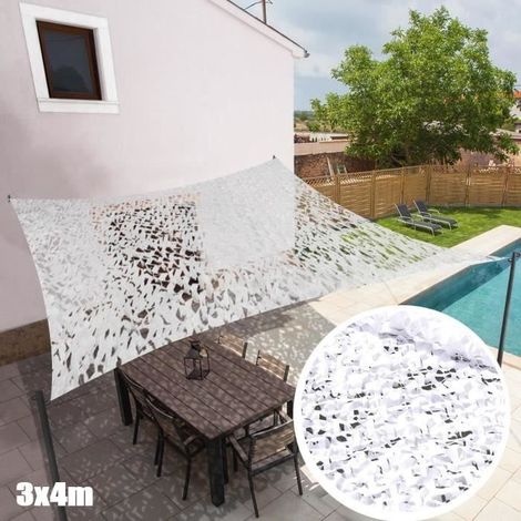 Voile d'ombrage - Camouflage Blanc - 3x4 m - Rectangulaire - Anti UV (1/4)