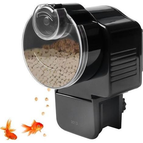 automatischer Aquarienfutterautomat, einstellbarer Timer, 65 ml Fassungsvermögen, für Granulat und Flocken, für Zuhause und Büro (1/5)