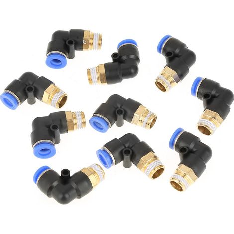 10pcs raccords pneumatiques de raccord rapide de coude pneumatique adaptateur de filetage de diamètre de 8mm G1/4 pour tuyau pour outils pneumatiques (1/5)