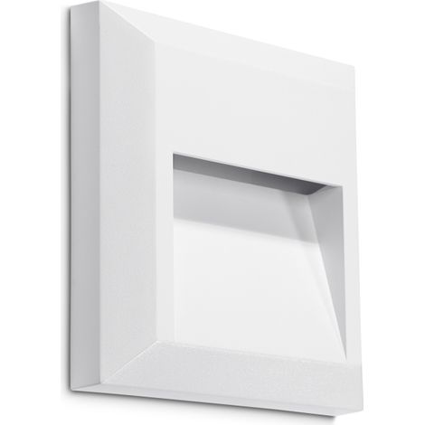 LedsC4 Kossel - Aplique de Pared Exterior LED 1.1W y 65lm con Luz Neutra 4000K. Diámetro 12.5cm. Estructura de Policarbonato. Uso Exterior IP66. Color Blanco