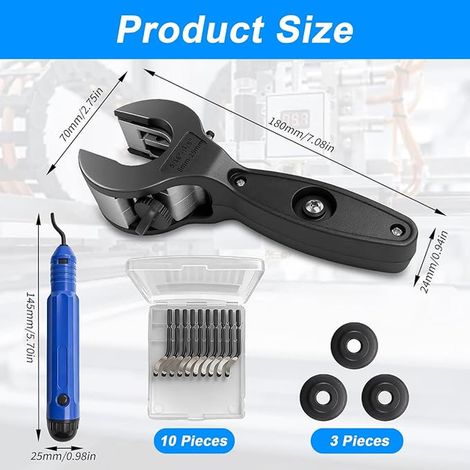 Rack Tube Cutter for PVC Tubes, Copper, Steel, with 3 Replacement Blades (1/4)