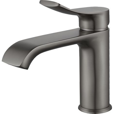 Robinet Salle Bain, Mitigeur Lavabo Chaud et Froid, Robinet Vasque avec Bec Courbé, Robinets de Lavabo pour Salle de Bain Gunmetal (1/5)