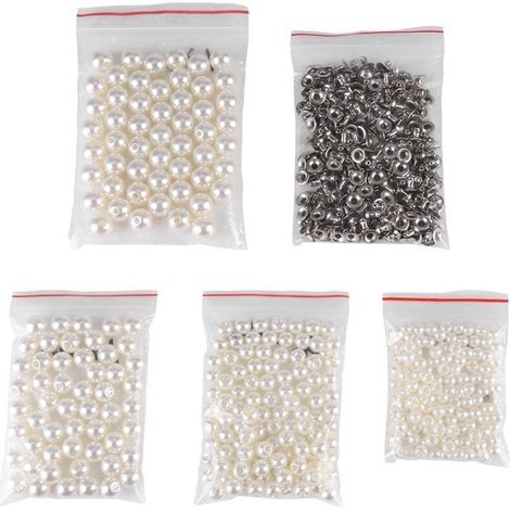 300 pièces de rivets mélangés 6mm 8mm 10mm 12mm pour décoration de sacs et d'artisanat, couleur blanche (1/5)