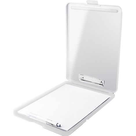Porte-documents en plastique blanc, gain de place, idéal pour ranger copies d'examen et documents. (1/5)