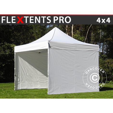 Tente pliante FleXtents PRO 4x4m Blanc, avec 4 cotés