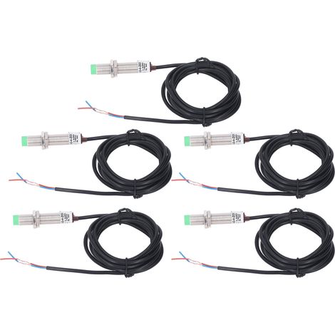 Lot de 5 capteurs de proximité inductifs M12 à 2 fils, normalement fermés, fréquence 150 Hz, alimentation 10-36 V CC (1/5)