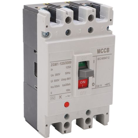 Disjoncteur triphasé (3P) pour protection contre les surcharges, coupe-circuit d'alimentation pour véhicule, contrôleur MCCB 380 V 125 A (1/5)