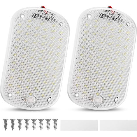 60 LED-Innenbeleuchtung, 12 V – 85 V, 8 W, Innenbeleuchtung mit Schalter für PKW, LKW, Wohnmobil, Van, Wohnwagen, 2 Stück (1/5)