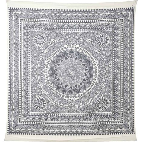 Tapisserie Murale Déco "Mandala" 150cm Gris (1/4)