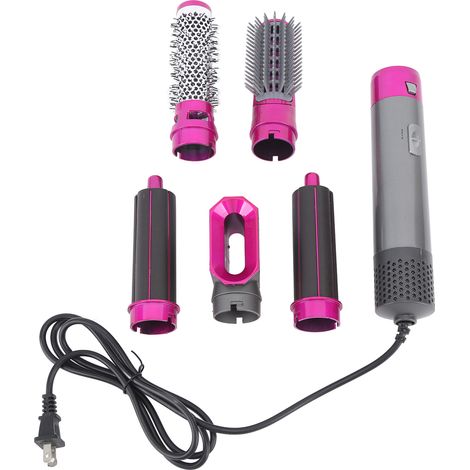 Sèche-cheveux 5 en 1 Brosse à air chaud détachable Ionique Coiffure Set Rose Rouge Prise US 110V (1/5)