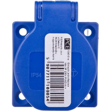 Toma de corriente para panel 10/16A 2P+Z 230V azul IP54 1040-0bs