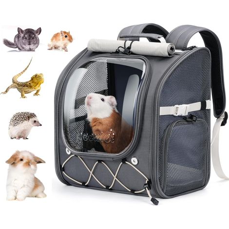 Caisse de Transport Chat, Cage Hamster, Hublot, 4kg Max, Gris (1/5)