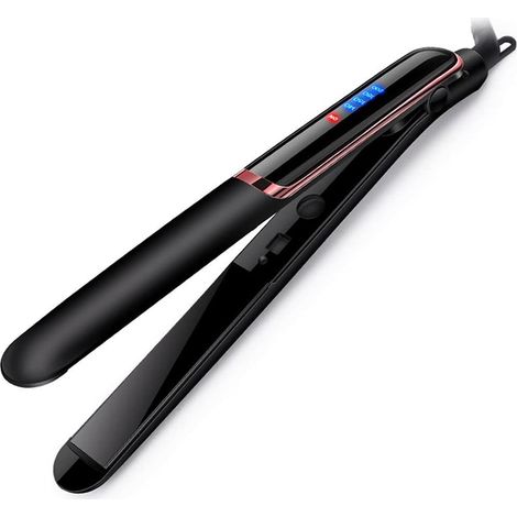 Lisseur Boucleur 2 En 1 - Plaques Céramique Émaillée - Écran LCD - Réglage Température - Chauffe En 10 S - Ergonomique - 360° Anti-Nœuds - 1 Pièce (1/5)