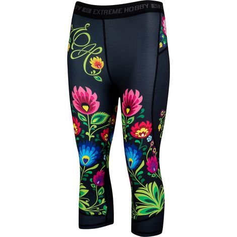 Damen-Leggings für Volkssportarten, Größe 3/4 M, schwarz