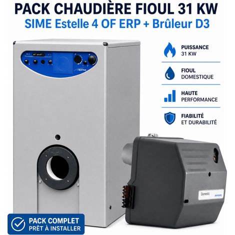 Pack chaudière fioul 31 kw SIME Estelle 4 OF ERP + Brûleur D3