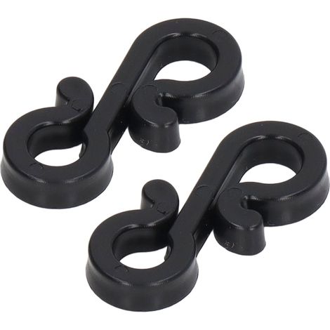 Crochets en plastique en forme de S, crochets doubles pour rideaux de douche et rideaux, crochets pour sapin de Noël, crochets pour guirlandes lumineuses, noirs. (1/5)