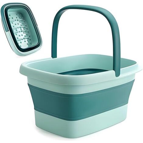 QORVA-Bain de Pieds Pliable Avec Massage, 15 L - Seau Grand Pour Soulager le Stress et la Fatigue