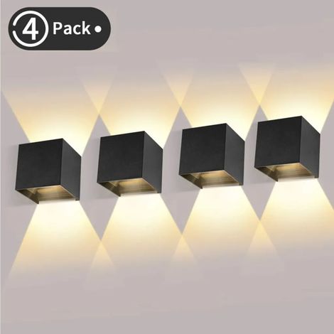 6-W-LED-Wandleuchten, 4er-Set, für Innen und Außen, verstellbarer Lichtkegel, warmweißes Licht, IP65 wasserdicht