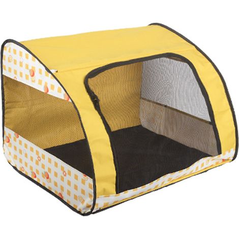Tente Maternité Chat Pliable Grande Taille 100x77x58 cm – Parc Enclos Intérieur Oxford, Cage Mise Bas Chatons, Niche Fermée Démontable, Maille Respirante Anti-Moustiques, Chat et Petit Chien, Jaune