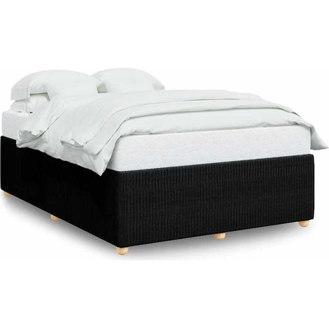 Lit double  Lit adulte  Cadre de lit sans matelas noir 160x200 cm tissu (1/5)