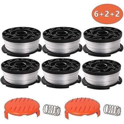 6 Pack Line Spool With 2 Covers For Replace Black Decker Grass Trimmers (1/4)