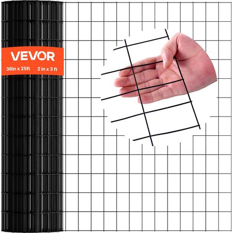 Grillage Métallique Noir 91 cm x 7,6 m Grillage à Poule Clôture Soudé Maille 5 x 7,5 cm Rouleau de Fil en Fer Galvanisé Revêtement en Vinyle PVC Calibre 16 pour Jardin Cage à Lapins Serpents (1/5)