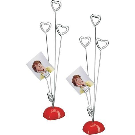 Porte Photo Sur Pied 2Pcs Mémo et Porte-clips Message Porte-cartes de Table avec Base en coeur pour la Décoration de Bureau Mariage Fête Maison (1/5)