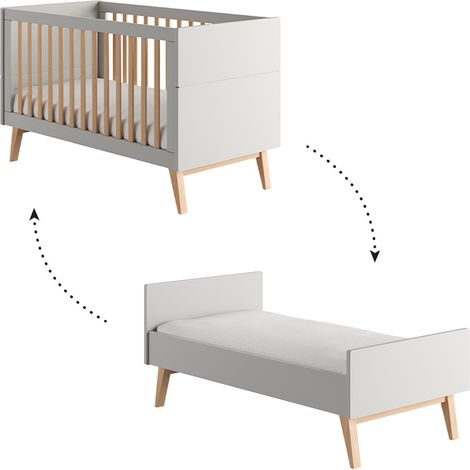 Lettino evolutivo Pinio Swing 70x140 Grigio e legno (1/4)