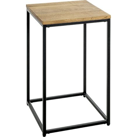 Table d'appoint en chêne Massif et métal Noir, Table Basse, Table de Salon - Dimensions : L 35 x H 60 x P 35 cm Style : Moderne (1/5)