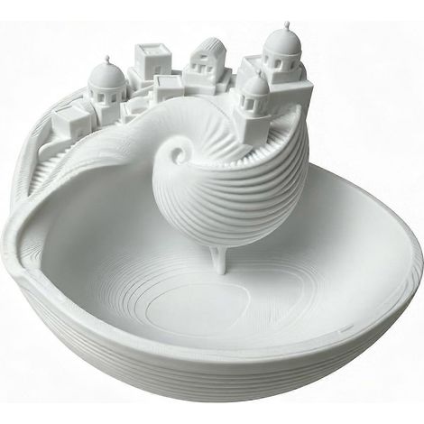 BlancBol vide-poches Santorin, porte-clés décoratif imprimé en 3D, organisateur d'île grecque pour clés, pièces et bijoux, idéal pour une entrée, une commode ou toute autre pièce de décoration. (1/3)