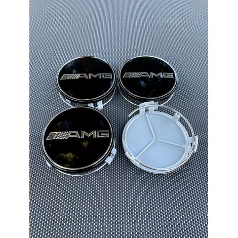 Caches-moyeux Mercedes-Benz 75 mm (Lot de 4) — Noir (1/3)