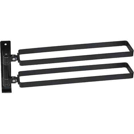 Porte-serviettes mural pivotant à 180° en acier inoxydable, 2 barres, pour salle de bain et cuisine. (1/5)