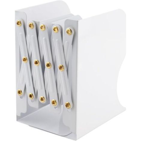 Cale Livre, Serre-Livres Rétractable, Cale Livre Etagere en Métal Réglable Peut Salle D'étude Décorative Chambre à Coucher Bureau (Blanc) (1/5)