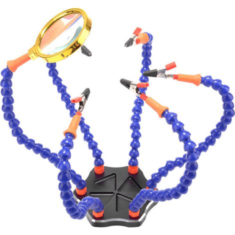 Lötkolbenständer, dritte Hand, 6 flexible Arme, Lötstation, Werkzeugset mit USB-Lüfter und Lupe