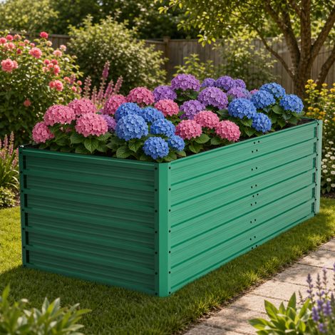 Bac potager surélevé en acier brun 219x112x64 cm à fond ouvert - CHICFURN (1/5)