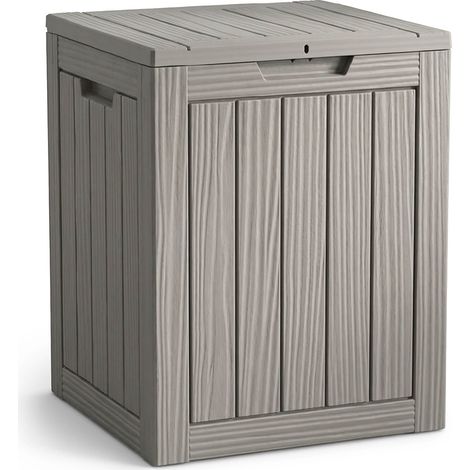 Coffre de jardin imperméable 113L boîte de rangement extérieur balcon terrasse plastique polypropylène gris (1/5)
