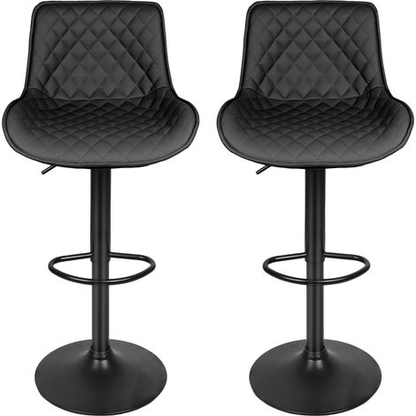 Skecten® 2er Set Barhocker ，mit Lehne，aus PU-Leder， Höhenverstellbar，Drehbare Barhocker，Metallrahmen，Moderner Barstuhl Küchenhocker Bar Hocker Schneller Zusammenbau（Schwarzer） (1/5)