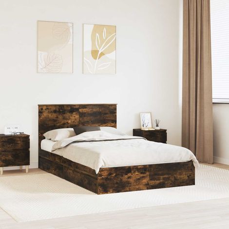 Aufbewahrungsbett Geräucherte Eiche 135 x 190 cm Holzwerkstoff