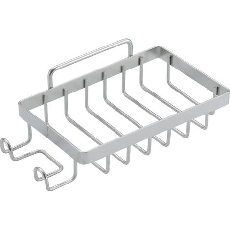 Selbstklebende Seifenschale aus Edelstahl zur Wandmontage, kein Bohren erforderlich, silberner Halter für Bad und Dusche, stabile Befestigung (1/5)