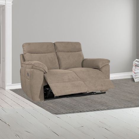 Divano 2 posti recliner elettrico tessuto cappuccino Boston 160x100x102H (1/5)